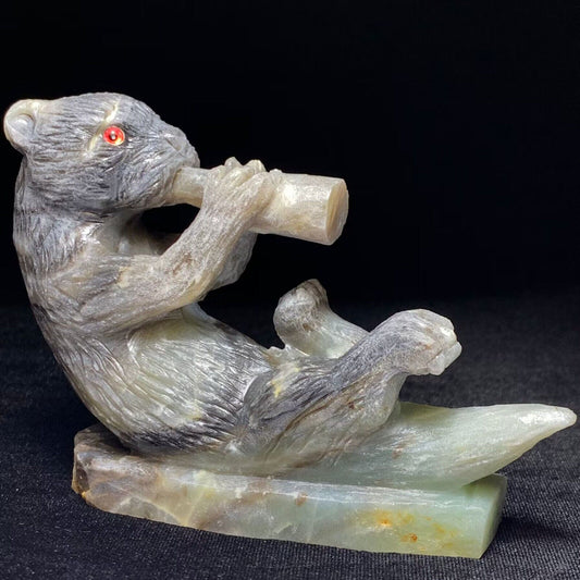 Rare Amazonite Otter, 84mm Tall, 320g (Gray, Cream, White)