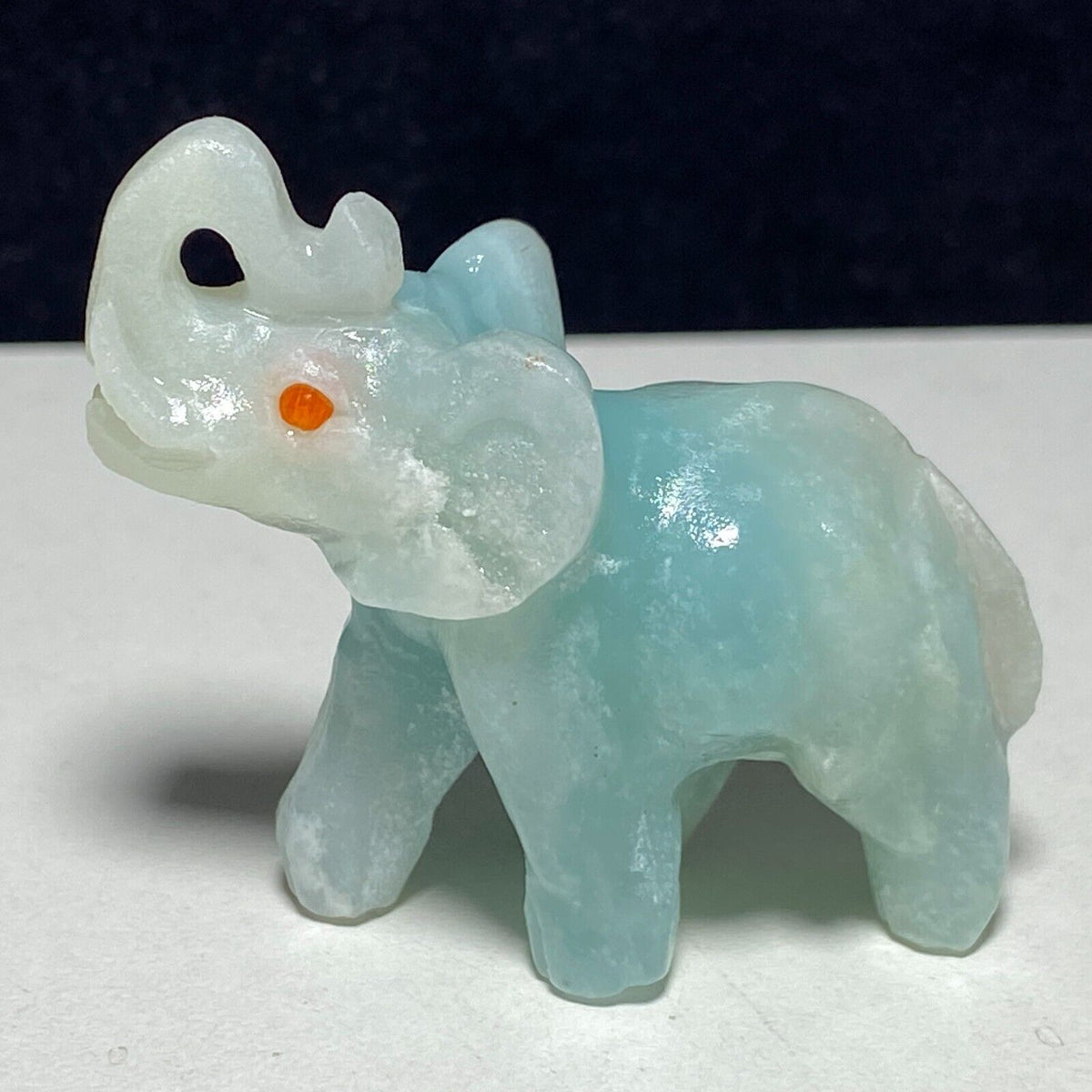 Unusual Amazonite Elephant, 34mm Tall, 16g (Blue, Green, Orange)