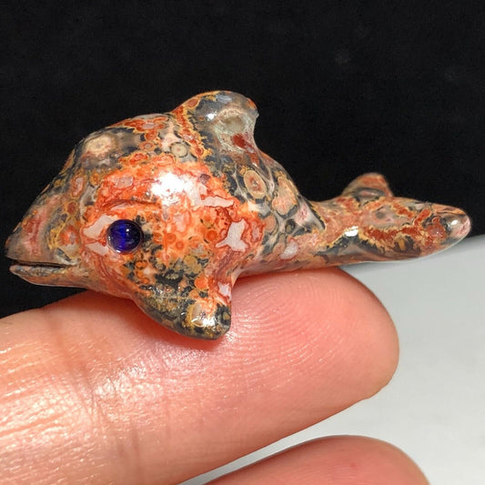 Rare Stone Dolphin, 17mm Tall, 7g (Red)