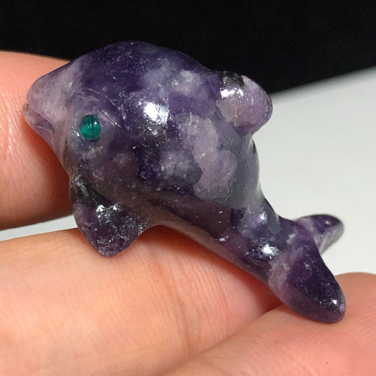 Rare Stone Dolphin, 17mm Tall, 7g (Purple, Green)