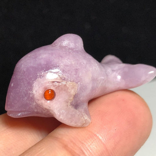 Rare Stone Dolphin, 17mm Tall, 7g (Purple)