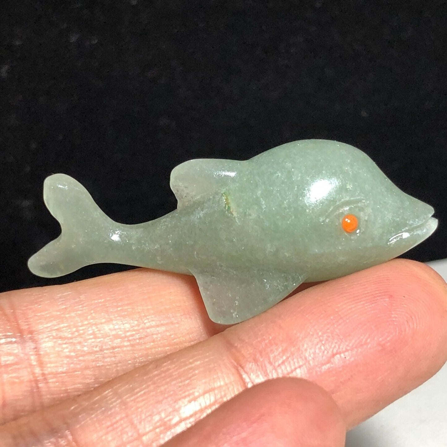 Rare Stone Dolphin, 17mm Tall, 7g (Green)