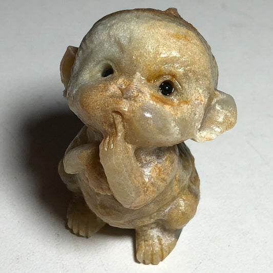 Common Amazonite Monkey, 43mm Tall, 43g (Cream, Gray, Blue)