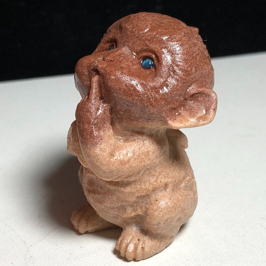 Unusual Amazonite Monkey, 43mm Tall, 43g (Brown, Cream, Blue)