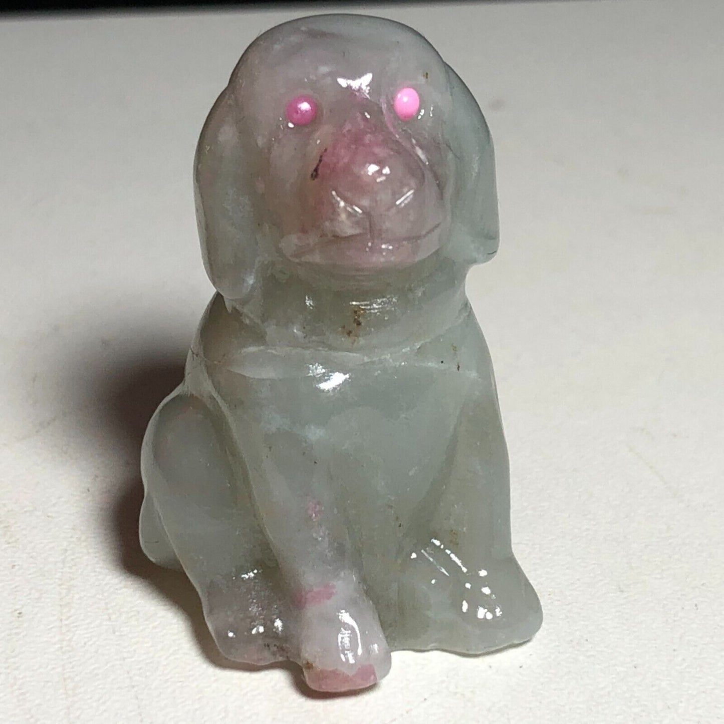 Unusual Stone Hound Dog, 39mm Tall, 24g (Gray, Pink)