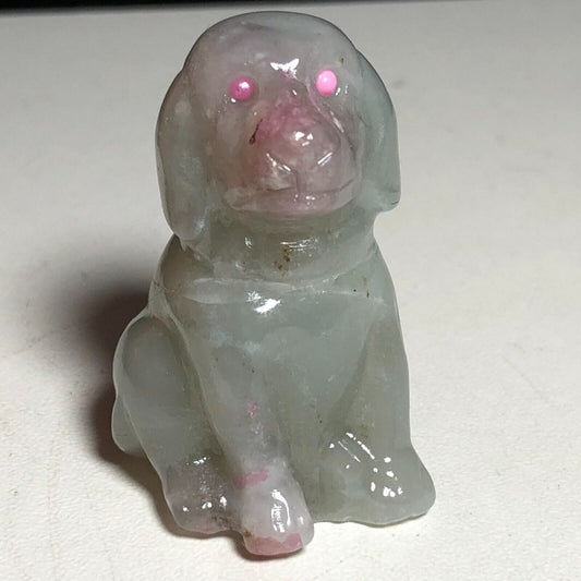 Unusual Stone Hound Dog, 39mm Tall, 24g (Gray, Pink)