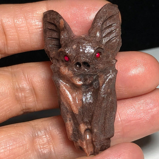 Unusual Amazonite Vampire Bat, 50mm Tall, 24g (Brown, Orange, Pink)