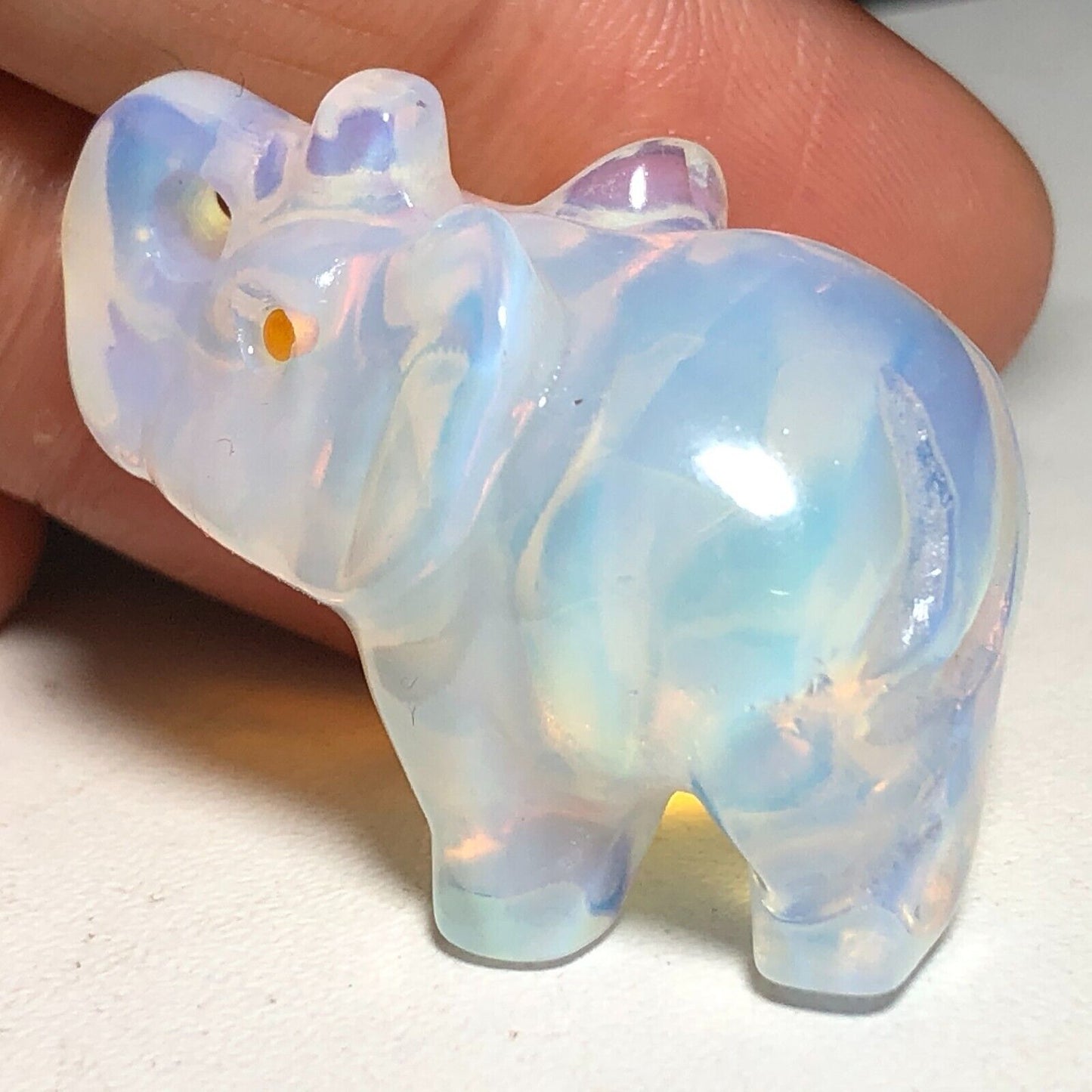 Unusual Opalite Elephant, 26mm Tall, 20g (Rainbow, White)