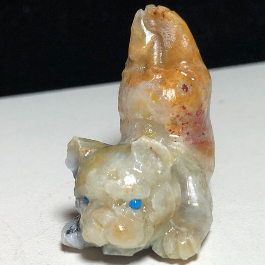 Unusual Amazonite Handstand Dog, 36mm Tall, 25g (Green, Orange, Brown)