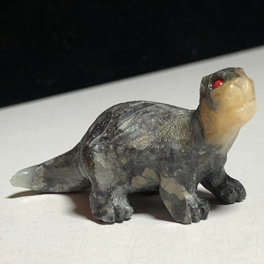 Common Amazonite River Otter, 25mm Tall, 13g (Gray, Cream, White)