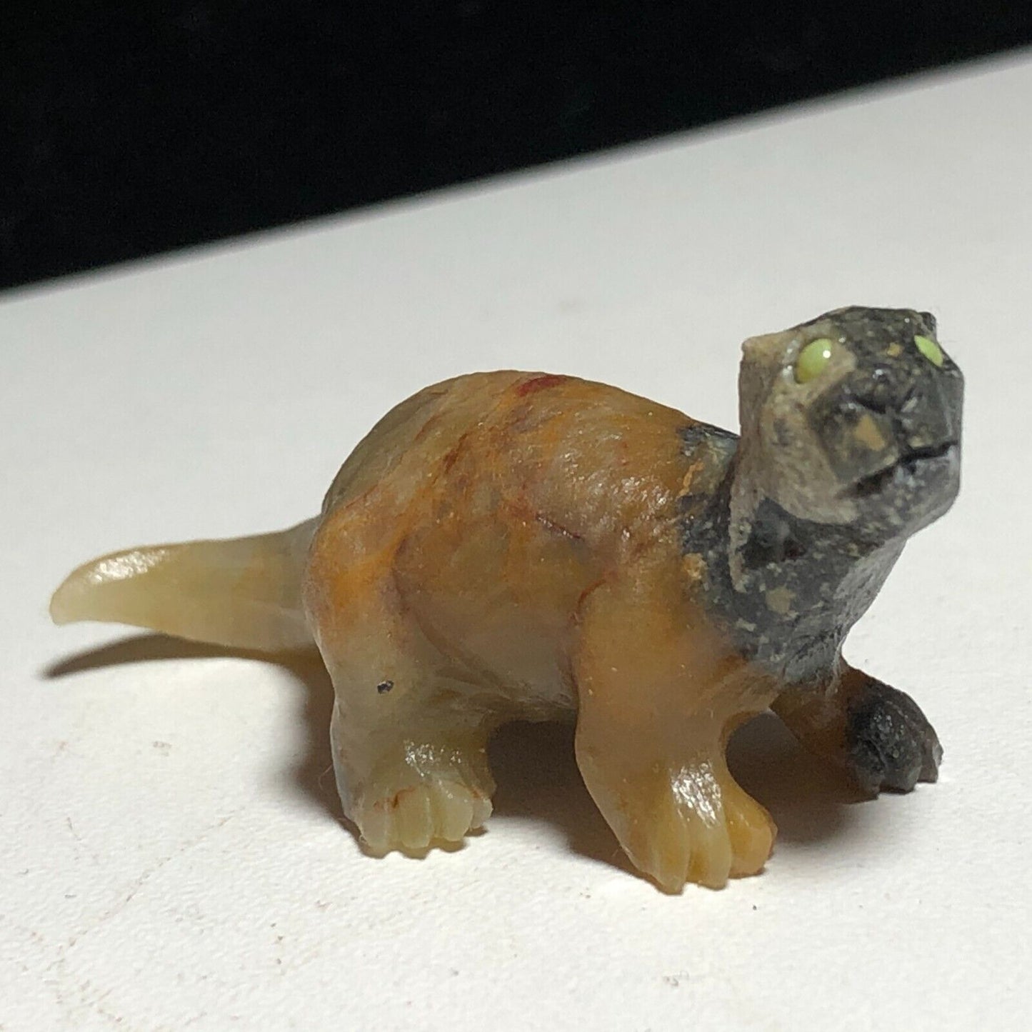Unusual Amazonite River Otter with Pyrite Crystals, 25mm Tall, 13g (Brown, Gray, White)