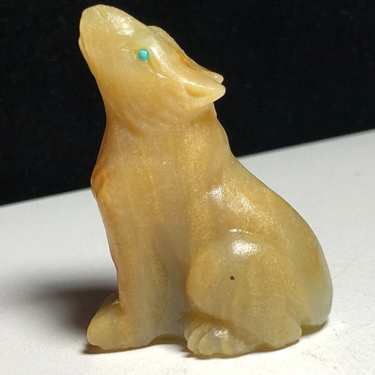 Unusual Amazonite Howl Wolf, 45mm Tall, 34g (Cream, Yellow, Blue)
