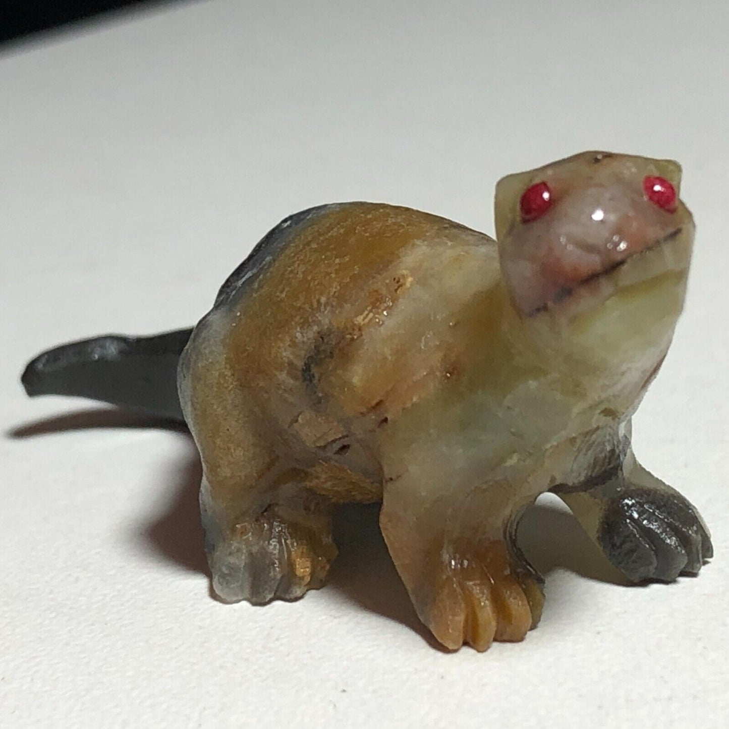 Common Amazonite River Otter, 25mm Tall, 13g (Brown, Cream, Black)