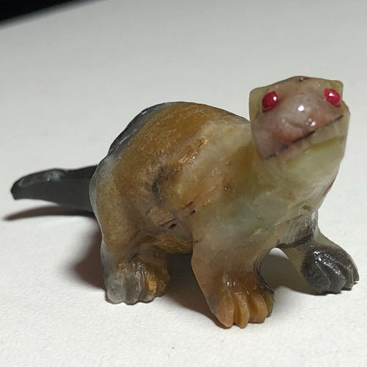 Common Amazonite River Otter, 25mm Tall, 13g (Brown, Cream, Black)