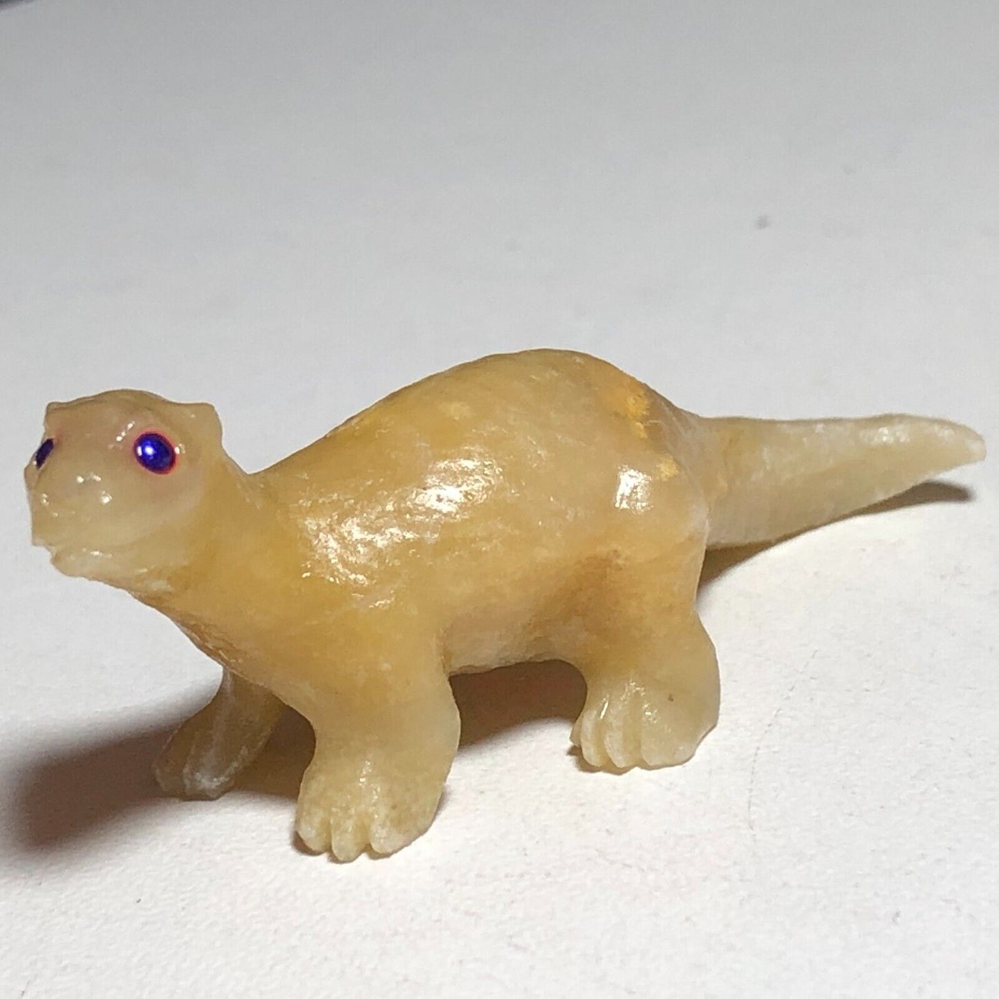 Unusual Calcite River Otter, 25mm Tall, 13g (Yellow, Cream, White)