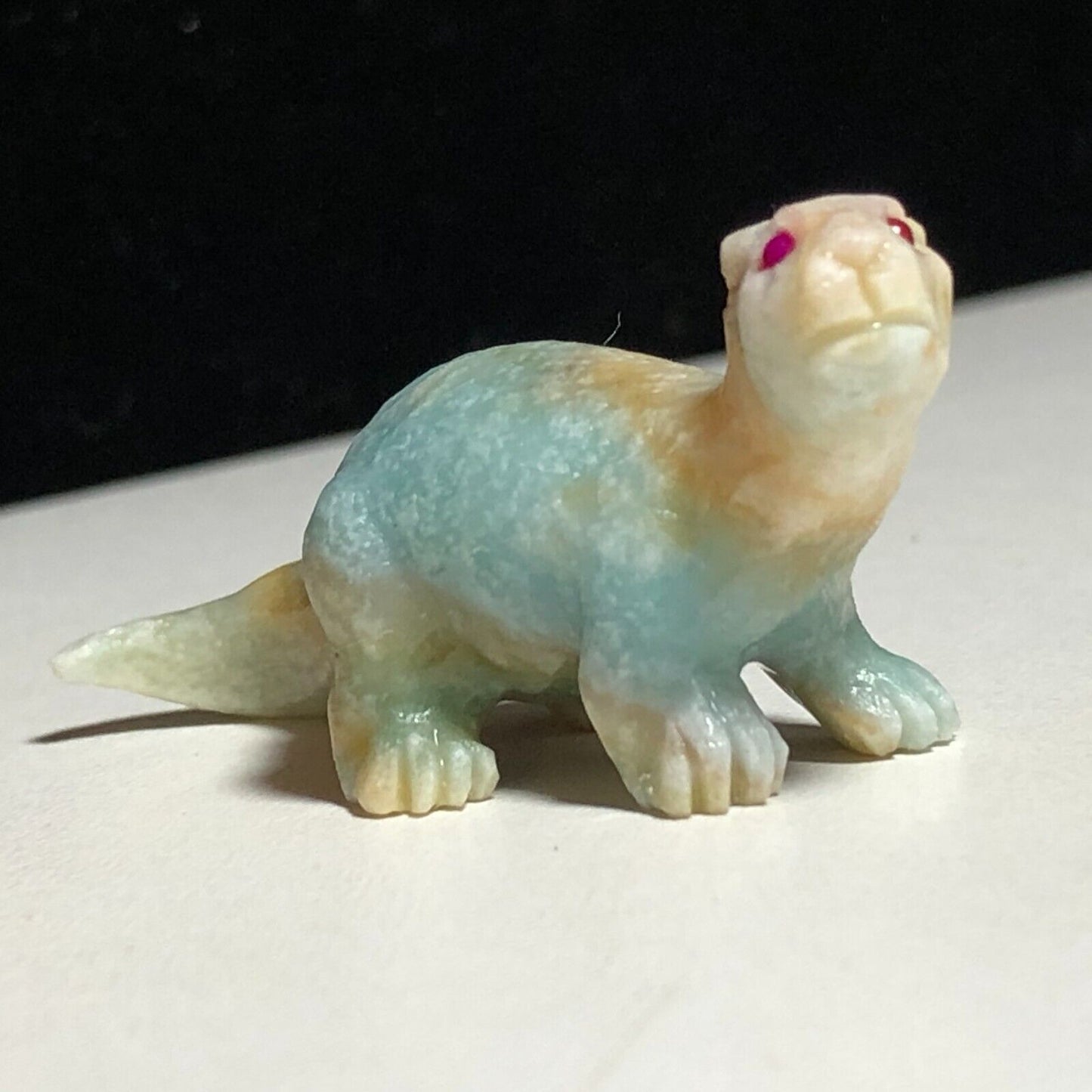 Unusual Amazonite River Otter, 25mm Tall, 13g (Blue, Cream, White)