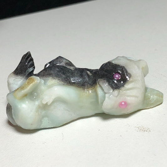 Common Amazonite Rollover Dog, 15mm Tall, 13g (Green, Black, Pink)