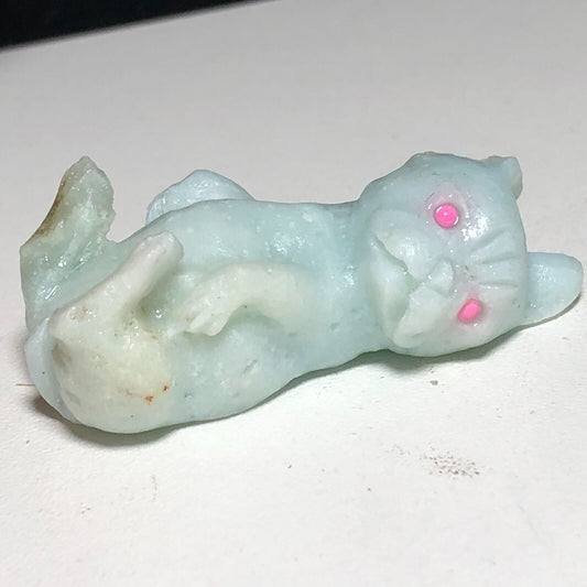Common Amazonite Rollover Dog, 15mm Tall, 13g (Blue, White, Pink)