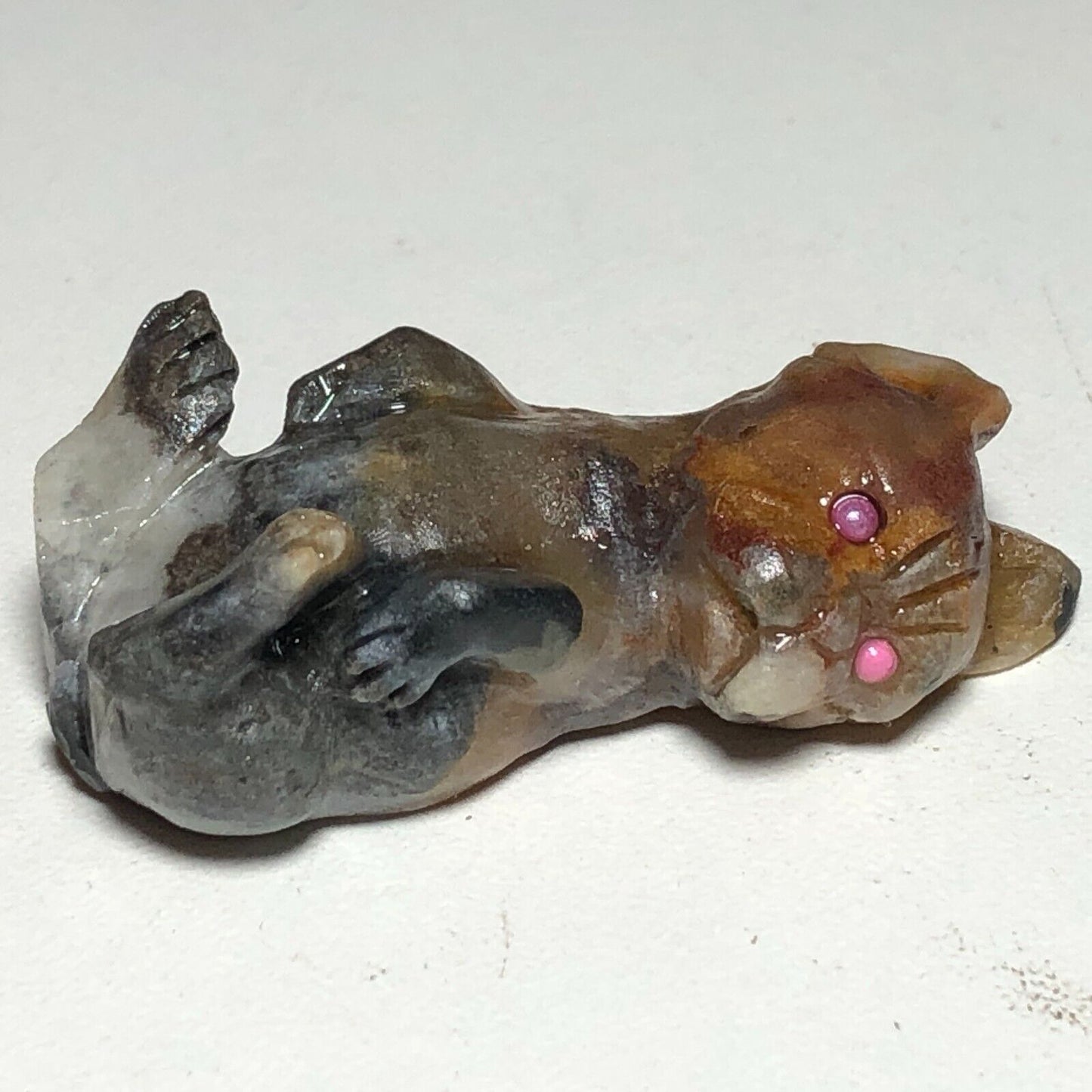 Common Amazonite Rollover Dog, 15mm Tall, 13g (Brown, Black, Gray)