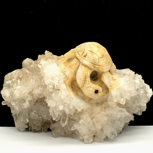 Stone Tortoise, 65mm Tall, 311g (White, Gray, Cream)