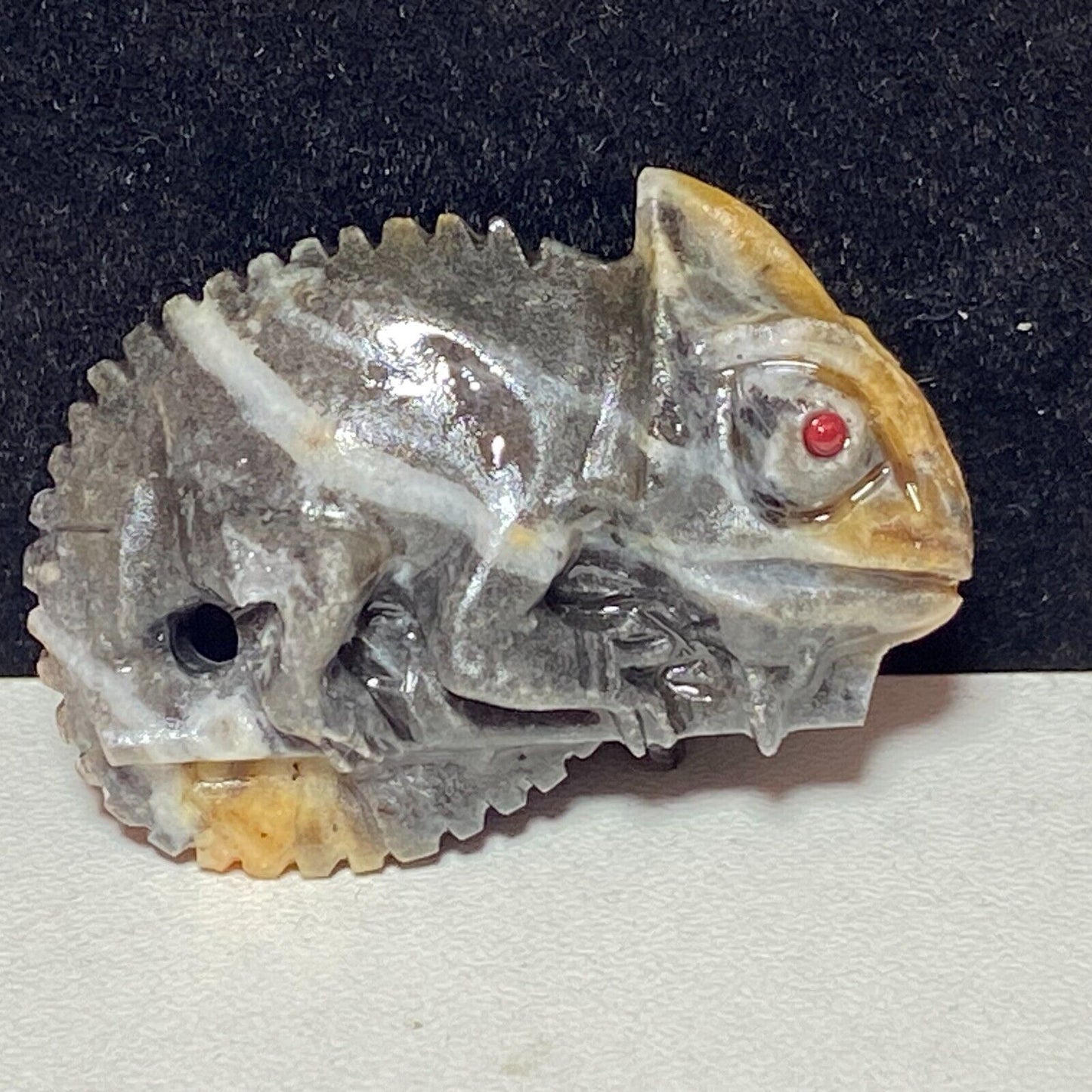 Rare Amazonite Chameleon, 29mm Tall, 14g (Gray, Cream, White)