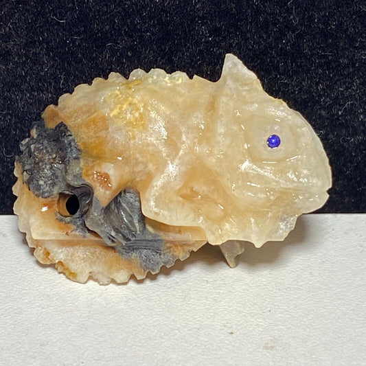 Unusual Amazonite Chameleon, 29mm Tall, 14g (Yellow, Cream, Black)