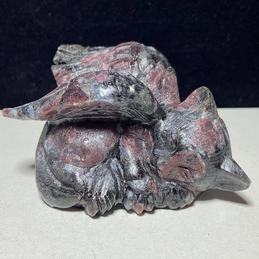 Stunning Garnet in Astrophyllite Angel Cat, 39mm Tall, 117g (Gray, Purple, Brown)