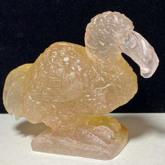 Quartz Dodo with Solid Crystals, 76mm Tall, 272g (Yellow, Cream, White)