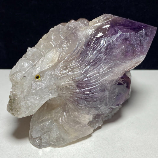 Amethyst Dragon with Solid Crystals, 66mm Tall, 409g (Gray, Purple, Black)