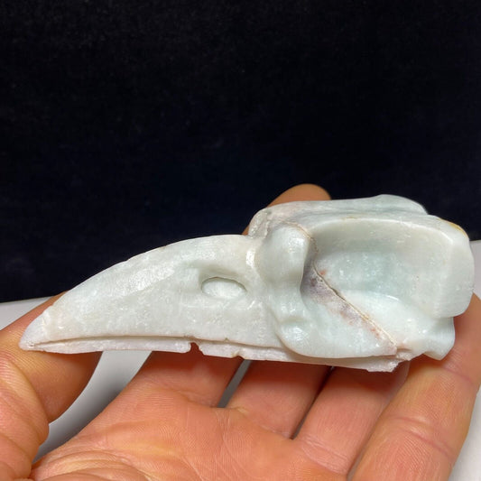 Stunning Amazonite Skull Bird, 36mm Tall, 118g (White, Gray)