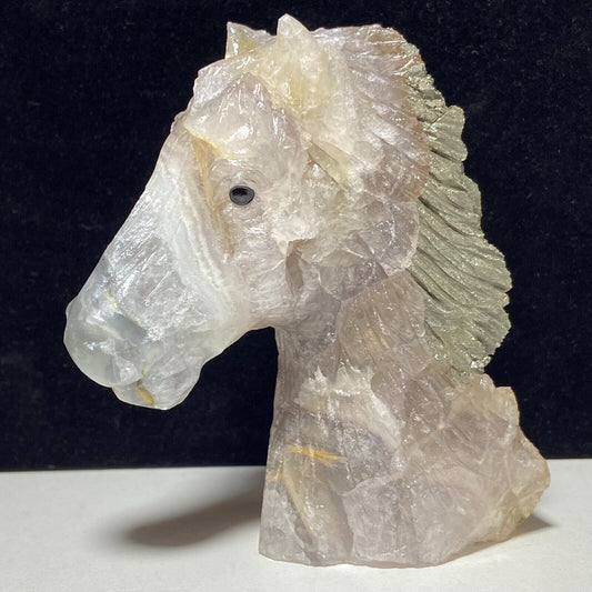 Stone Horse, 90mm Tall, 274g (Gray, White, Black)