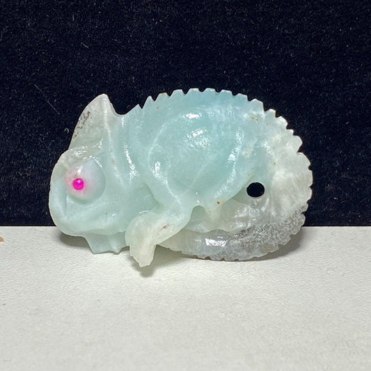 Stunning Amazonite Chameleon with Pyrite, Geodic Quartz Crystals, 24mm Tall, 11g (Blue, Gray, White)