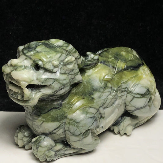 Xiuyan Jade Dragon, 58mm Tall, 302g (Green, White, Black)