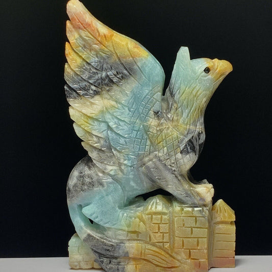 Stunning Amazonite Gryphon, 129mm Tall, 303g (Yellow, Green, Gray)