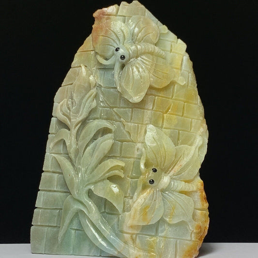 Rare Amazonite Butterfly, 131mm Tall, 442g (Yellow, Green, Cream)