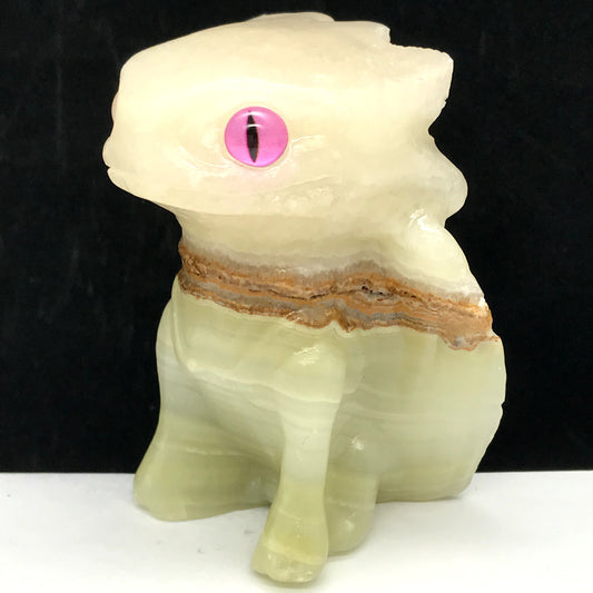 Stone "Trained" Dragon, 76mm Tall, 220g (White, Gray, Brown)