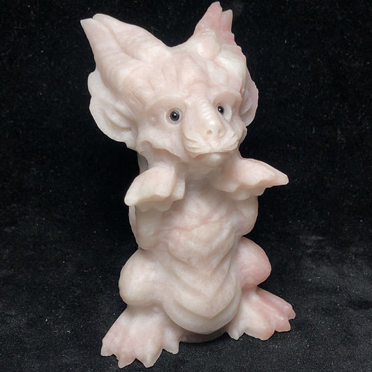 Stone Dragon Hatchling, 80mm Tall, 193g (White, Black)
