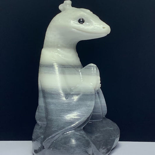 Agate Snake, 101mm Tall, 293g (Gray, White, Black)