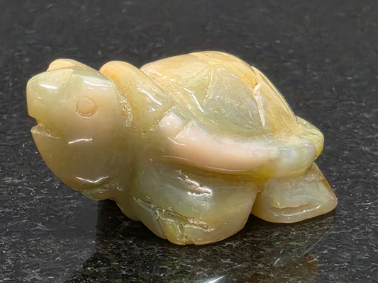 Unusual Amazonite Turtle, 20mm Tall, 25g (Green, Yellow, Orange)