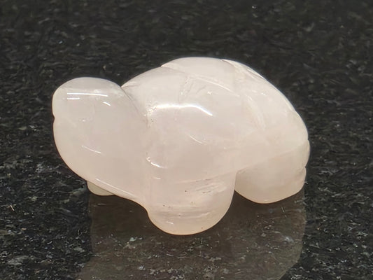 Unusual Rose Quartz Turtle with Solid Crystals, 15mm Tall, 11g (Pink)