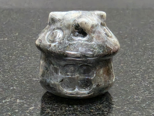 Unusual Larvikite MushRoom House, 28mm Tall, 38g (Gray, Black)