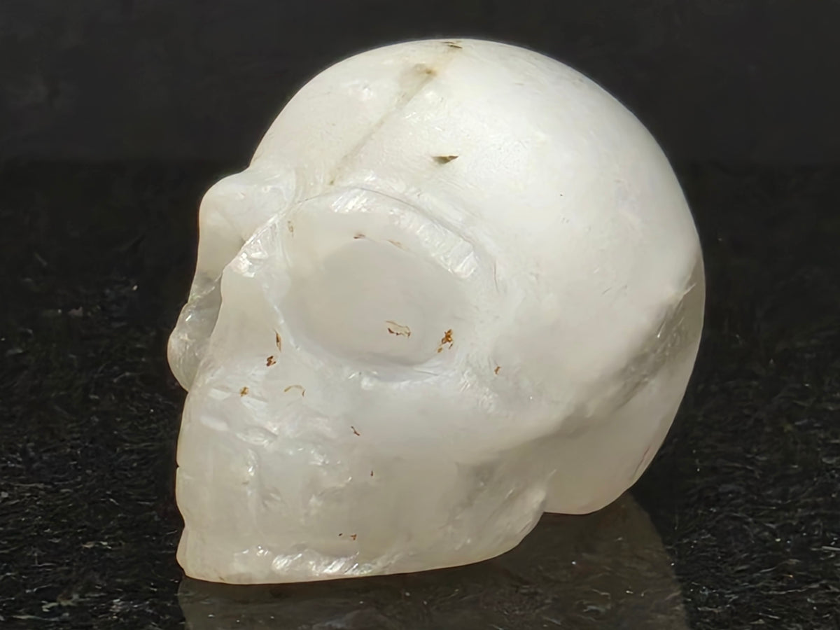Stunning Ulexite Skull with Solid Crystals, 36mm Tall, 73g (White)