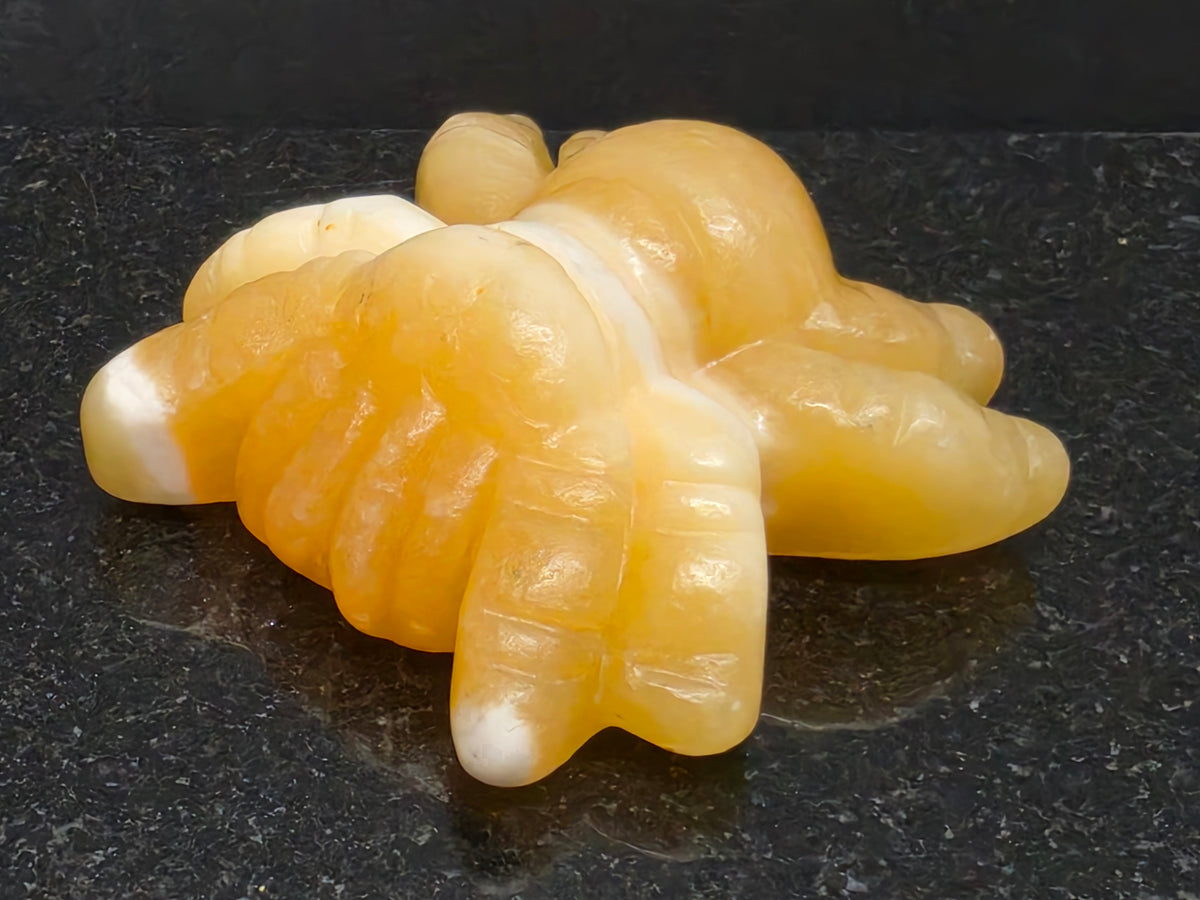 Rare Calcite Spider with Solid Crystals, 25mm Tall, 95g (Orange, Yellow)