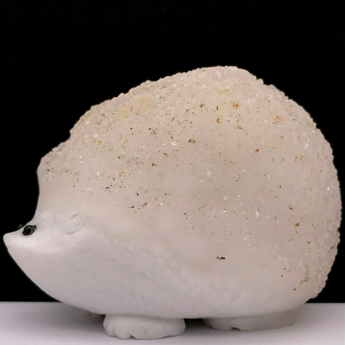 Rare Quartzite Hedgehog with Quartz Crystals, 42mm Tall, 144g (White)