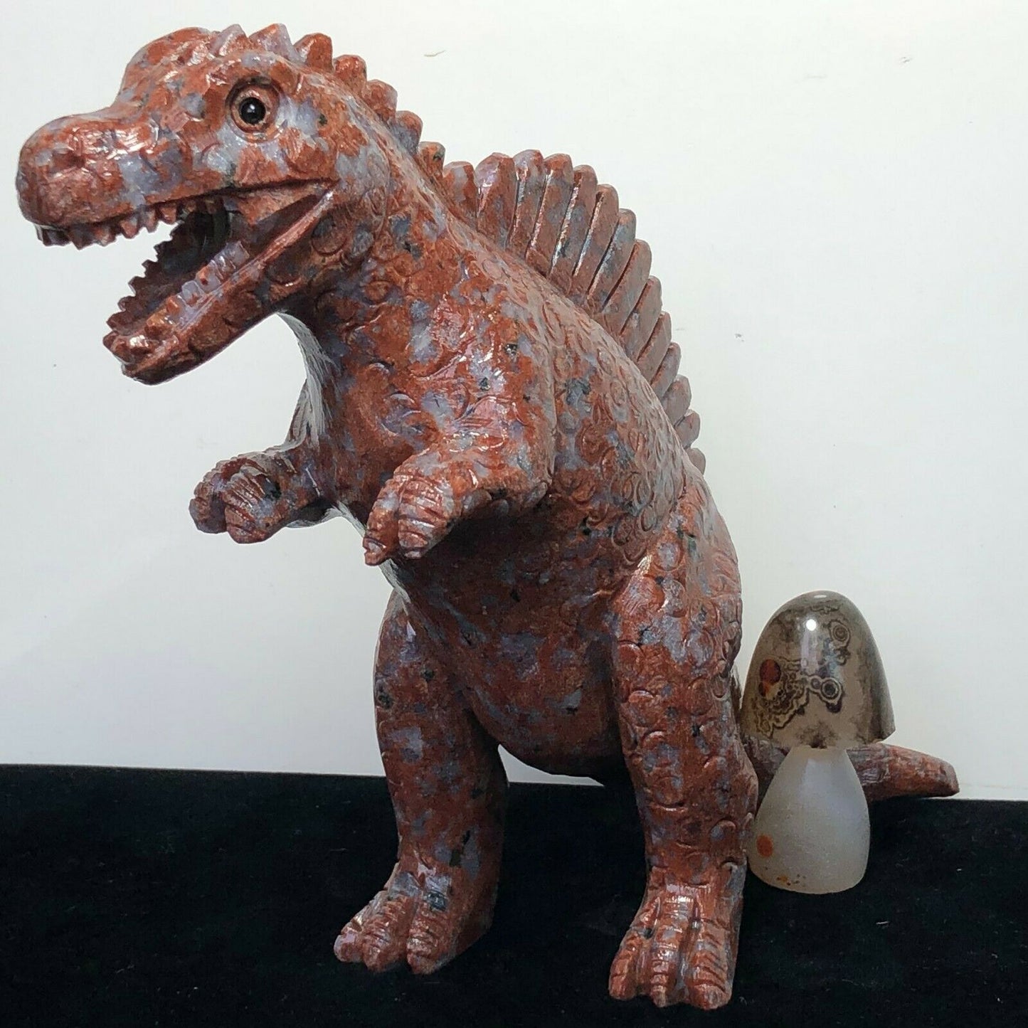 Rare Aventurine Spinosaurus, 150mm Tall, 636g (Red, White, Black)