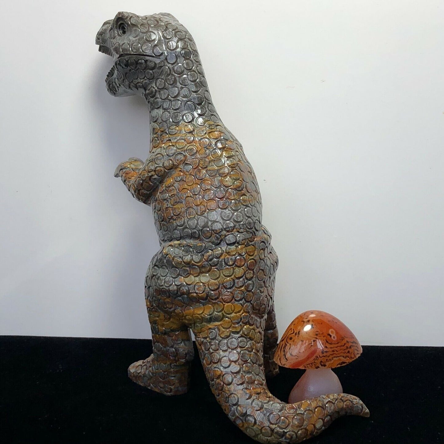 Stunning Aventurine T-Rex, 170mm Tall, 711g (Gray, Black, Orange)